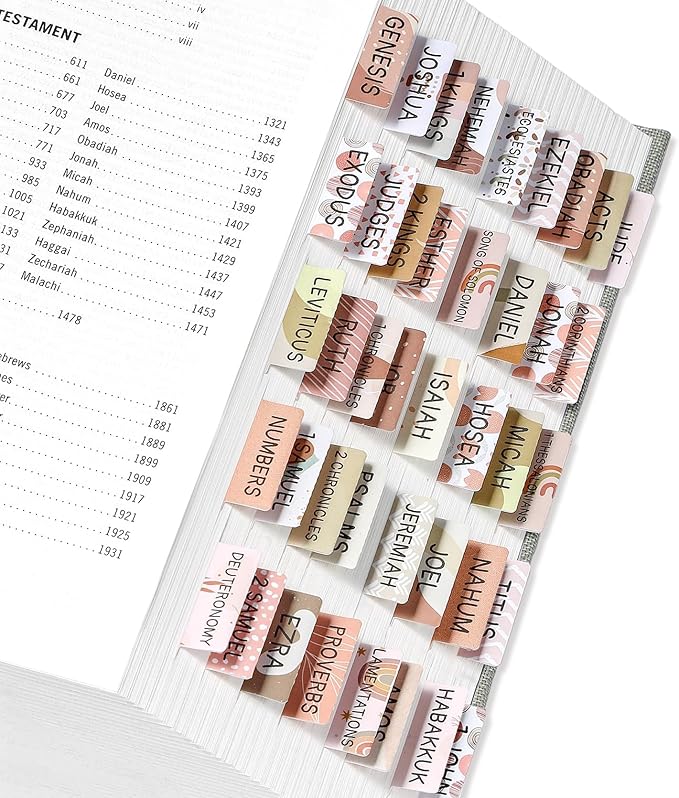 Bible Tabs for Women & Men, Bible Tabs for Study Bible, Large Print Neutral Bible Tabs for Easy Navigation, Bible Index Tabs, 66 Tabs Old & New Testament, Extra 9 Blank Tabs - Cappuccino