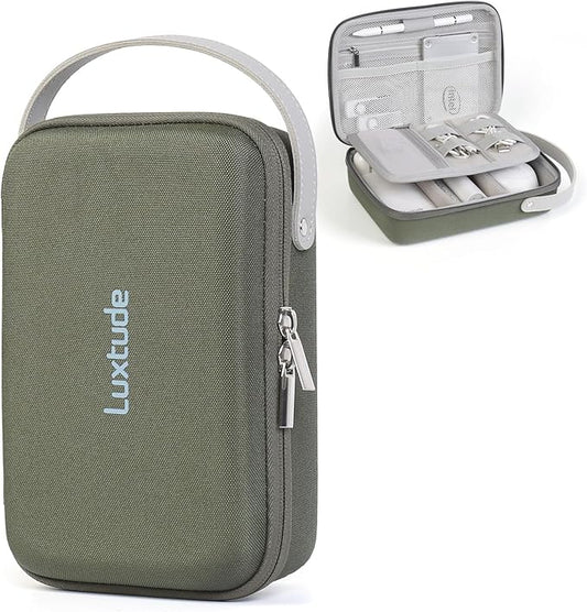 Luxtude Electronic Organizer Travel Case, Portable Tech Organizers, Hard Charger Organizer, Travel Cable Organizers, Tech Bag (Single-Layer, Green, Small)
