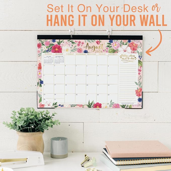 Hadley Designs Large Teacher Desk Calendar 2026-2027 - Desktop Calendar 2026, 18-Month Desk Calendars for Home, Office & Classroom, Cute Classroom Must Haves, Back to School Teacher Gifts