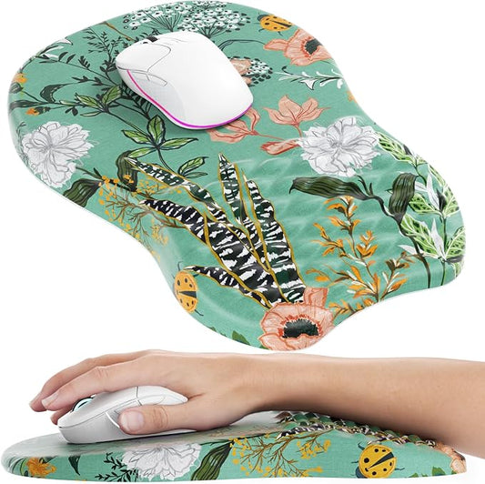 MROCO Ergonomic Mouse Pad with Wrist Support, 11.8 x 7.8 in, Garden Whispers