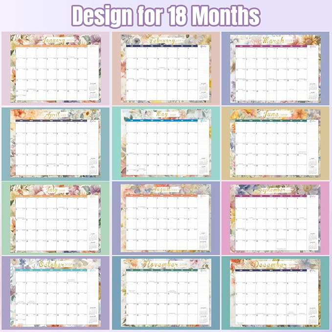 Gannyfer Desk Calendar 2027-2028 - 18 Month Large Desk Calendar, Use January 2027 to June 2028, 22" x 17" Desktop Pad Calendar, Office Supplies Perfect for Planning and Organizing In Your Home, School or Office (6 Stickers Included)