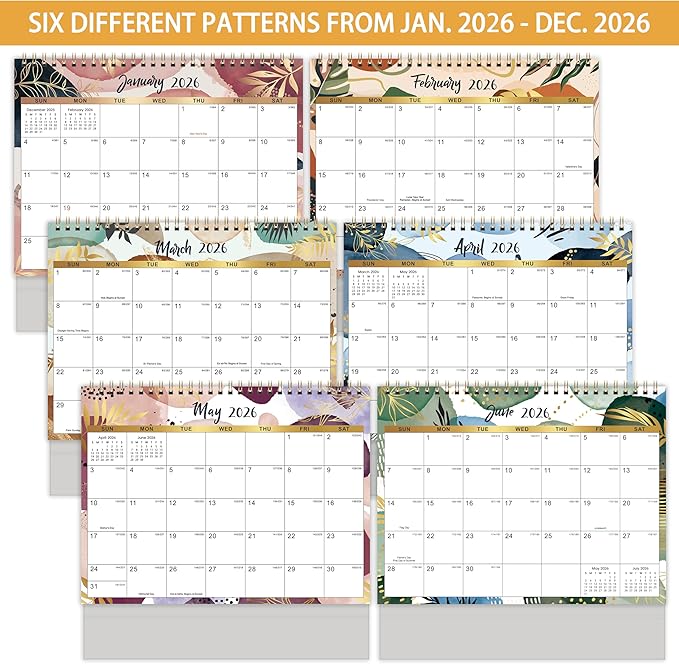 2026 Desk Calendar - Standing Flip 2026 Desktop Calendar from Jan 2026 - Dec 2026, 10" x 8.3", Memo Pages, Stand up Desk Calendar with Strong Twin-Wire Binding, Blank Blocks, Premium Paper