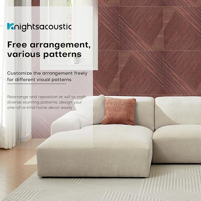 8Pack Acoustic Wall Panels, Wood-Pattern Art Sound Proof Foam Panels For Walls, Decorative Acoustic Panels Sound Absorbing, Self-Adhesive Sound Dampening Panels For Studio Home, 23.62 X 23.62 Inches