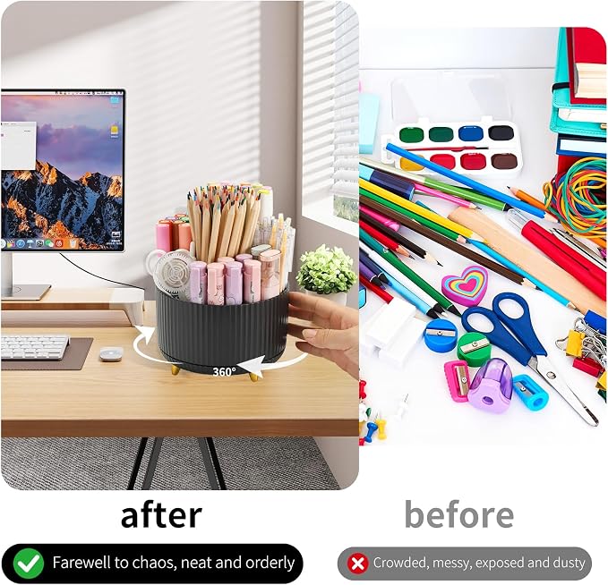 Camelmother 360°Rotating Pen&Pencil Holder For Desk With 5Slots Cute Office | Spacious Beautiful & Durable For Teachers Students Workers Easy Storage for Pens Stationery