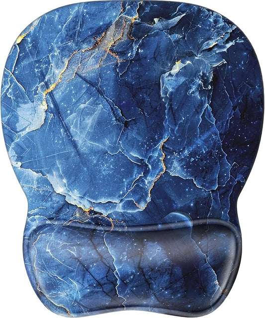 MROCO Ergonomic Mouse Pad with Gel Wrist Rest, Smooth Wrist Support Surface, Non-Slip PU Base for Pain Relief, Comfortable Mousepad for Computer, Laptop, Office & Home, 9.4 x 8.1 in, Ocean Marble