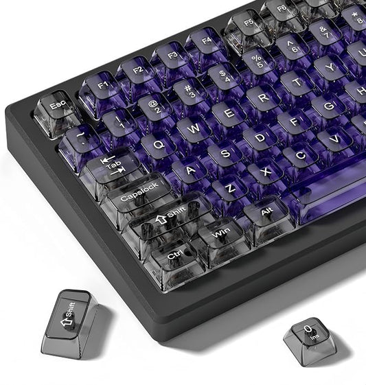 dagaladoo Clear keycaps,Transparent Keyboard keycaps,Jelly Key caps Set,Shine Through keycap,MDA Profile Keyboard caps for Mx Switches Mechanical Keyboard (Purple and Grey)