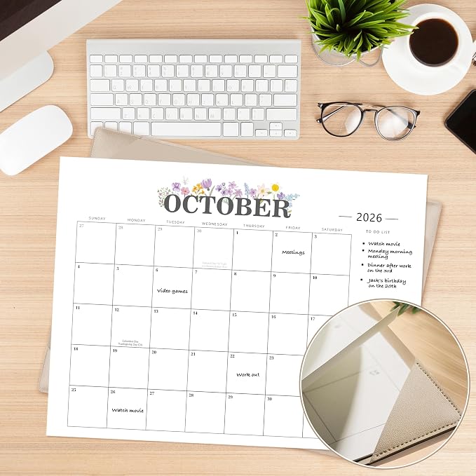 Desk Calendar 2026-2027 - 18 Month Desktop Calendars (Jan 2026–Jun 2027),Large 22x17 Monthly Calendar with Home & Office Floral Desk Pad Calendars (Apricot, 22 * 17)