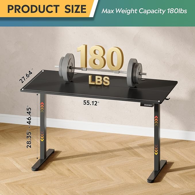 DEVAISE 55 Inch Standing Desk with Split Top, Ergonomic Computer Desk, Black