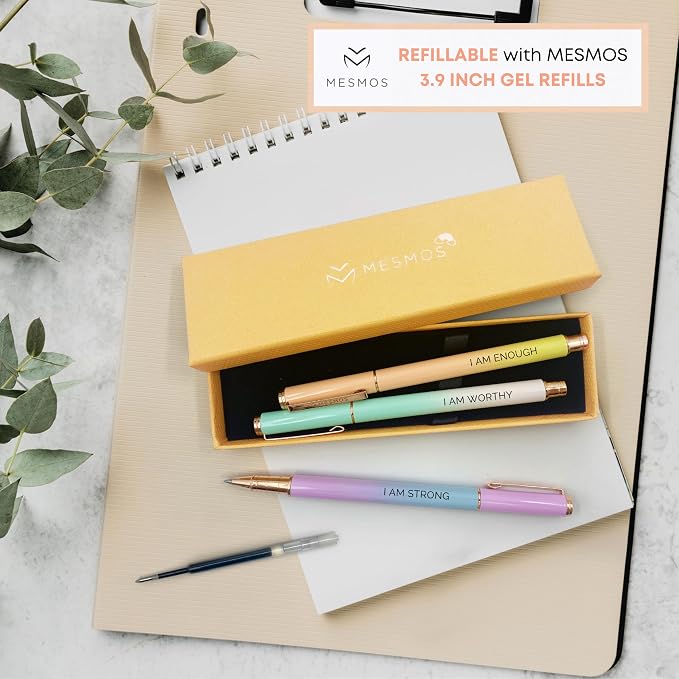 MESMOS 3pk 0.7mm Fine Tip Gel Ink Pen Set, Fancy Pen Set for Women, Inspirational Gifts for Women, Daily Affirmations, Positive Affirmations, Motivational Gifts, Aesthetic Pens
