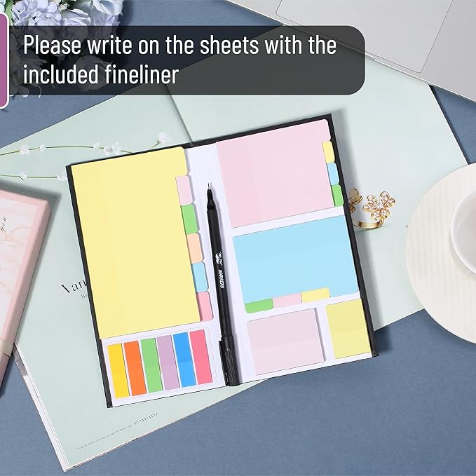 Mr. Pen- Transparent Sticky Notes Set, 380 Pack | Transparent Sticky Notes Tabs with Black Fineliner Pen for Bible Study, Office, School, Planning, Journaling & Organization