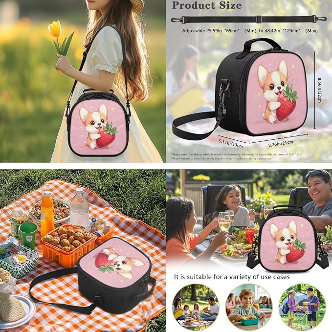 Ystardream Cartoon Corgi School Bag for Girls Backpack with Lunch Box Pencil Case Water Bottle Sleeve 4 Pcs Bookbag with Adjustable Straps Backpack for Little Big Kids Daily Use Comfortable