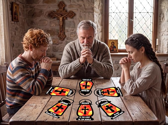 42PCS Sunday School VBS Crafts Bulk: Black Paper Oil-Lamp Nativity Suncatchers,Jesus Religious Christian Classroom Camping Activity DIY Kits Gifts Church Decorations,Window Stained Glass Effect