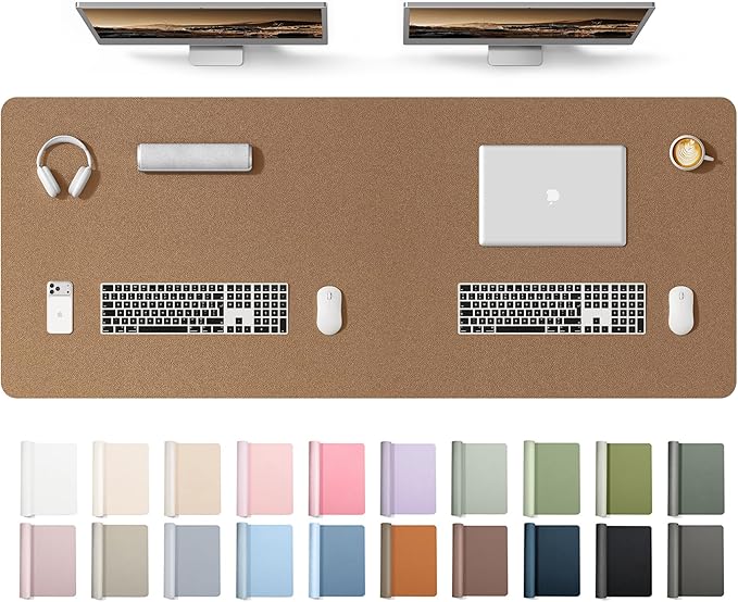 YSAGi Leather Desk Protector, Office Mat, Large Mouse Mat, Non-Slip PU Leather Blotter, Laptop Desk Mat, Waterproof Writing Pad for Office and Home(Shiny Bronze, 63" x 24")