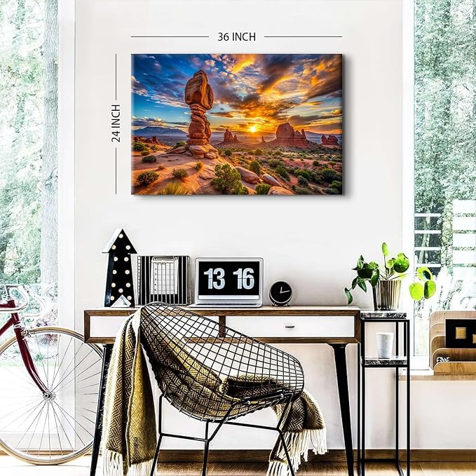 Sunrise Arch Canyon lands Canvas Wall Art for Living Room National Park Landscape Pictures for Bedroom Wall Decor Rustic Desert Rock Poster Large Artwork Modern Home Office Decoration 24x36"