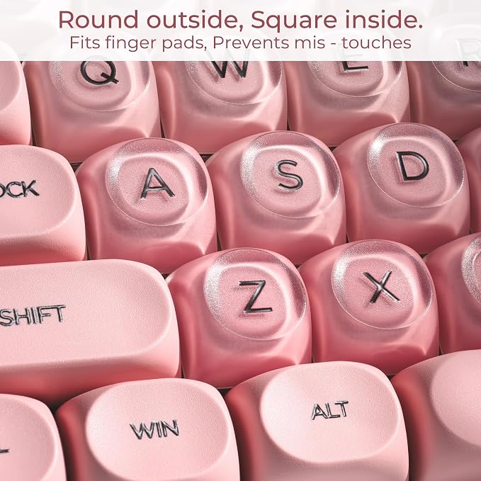 OHY Pink Keycaps, XVX HOA Profile Jelly KeyCap, 132-Key Cute Custom Keycap Set for Mechanical Keyboards with Cherry/Gateron MX Switches-Blush Pink（Only Keycaps）