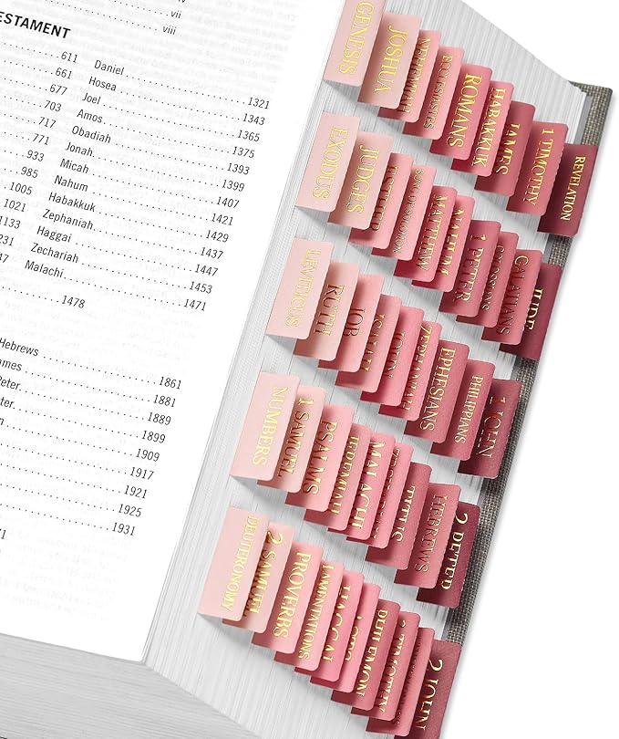 Bible Tabs for Women & Men, Bible Tabs for Study Bible, Large Print Bible Tabs for Easy Navigation, Bible Index Tabs, 66 Tabs Old & New Testament, Extra 9 Blank Tabs - Blush