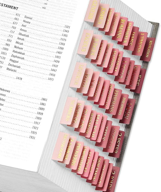 Bible Tabs for Women & Men, Bible Tabs for Study Bible, Large Print Bible Tabs for Easy Navigation, Bible Index Tabs, 66 Tabs Old & New Testament, Extra 9 Blank Tabs - Blush