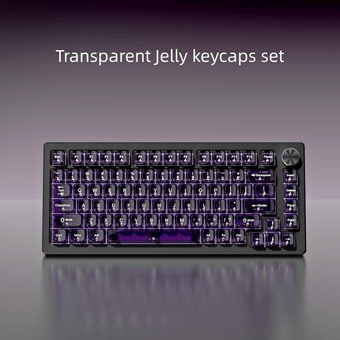 dagaladoo Clear keycaps,Transparent Keyboard keycaps,Jelly Key caps Set,Shine Through keycap，MDA Profile Keyboard caps for Mx Switches Mechanical Keyboard(Dark Purple)