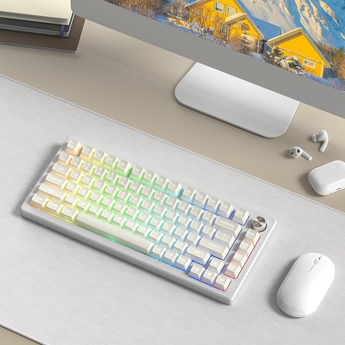 dagaladoo White Jade keycaps PBT,Ceramic Key caps Style,Translucent Keyboard keycaps Cute,SA Profile keycap Set for 60%/65%/75%/96%/100% US Layout Cherry MX Switches Mechanical Keyboard