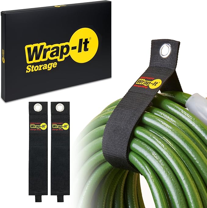 Heavy-Duty Wrap-It Storage Straps, 28-inch (2 Pack) - Hook and Loop Garden Hose Hanger, Pool Cord Storage Organizer for Cords, Tow Rope, Building Materials, RV and Garage Organization