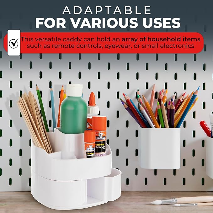 Masirs Small 360 Rotating Makeup Organizer, 5 Compartments, Square White | Small 360 Rotating Makeup Organizer, 5 Compartments, Acrylic Mini Lazy Susan, Vanity Bathroom Counter, Square White