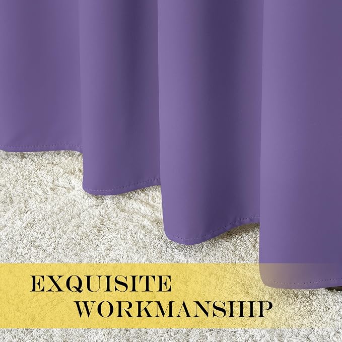NICETOWN Blackout 108 inch Curtains for Sliding Glass Door, Grommet Thermal Insulated Room Darkening Window Treatment Sound Reducing Drapes for Room Divider, 1 Panel, W52 x L108, Lilac Purple