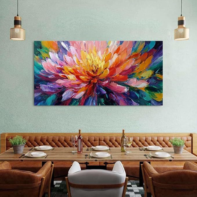 AIYISU Abstract Lotus Wall Art Zen Wall Decor Large Colorful Lotus Flower Pictures for Bedroom Yoga Spa Room Abstract Blossom Floral Canvas Prints Meditation Artwork Living Room Home Decoration 30x60