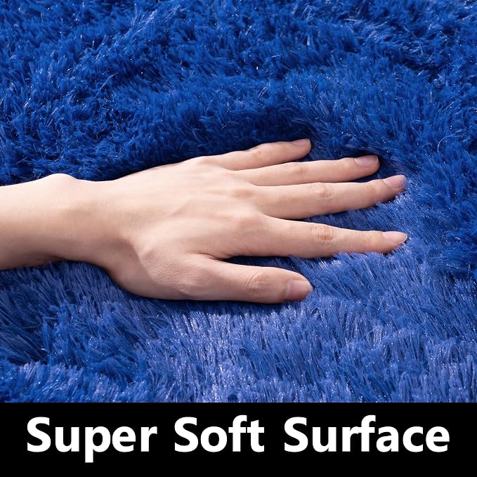 Awaytail Dark Blue Rug 2x3 - Small Rugs for Living Room Height Pile 1.4" Plush - Fuzzy Throw Rugs for Bedroom - Navy Blue