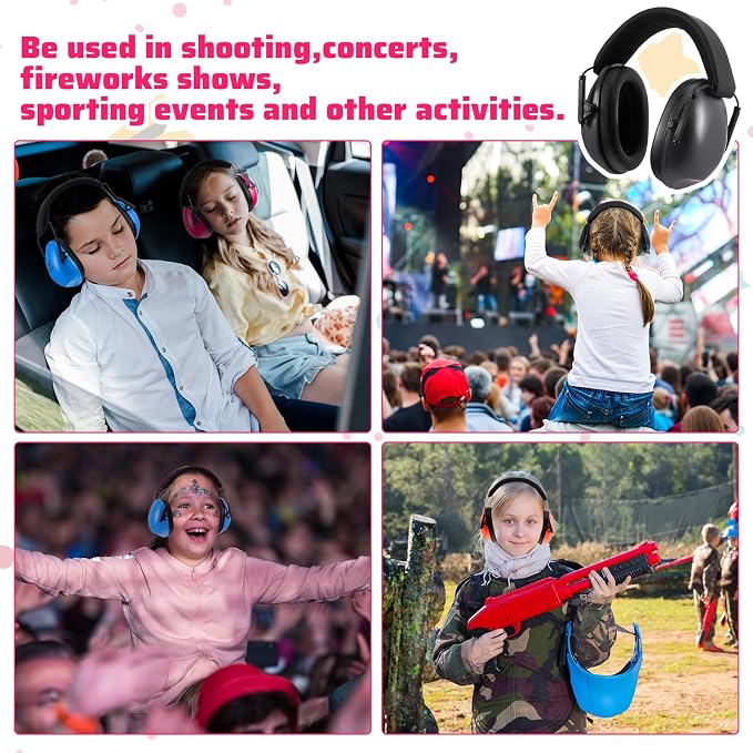 Amylove 12 Pcs Kids Ear Protection Noise Cancelling Headphones Ear Muffs Bulk 27db Adult Noise Reduction Hearing Earmuff (Universal Fit (kids & Adults),Classic Style)