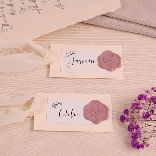 UNIQOOO Wax Seal Stickers - Dusty Mauve Eucalyptus Wedding Invitation Envelope Seal Stickers, 50 Pcs Self-Adhesive, Perfect for Invitation, Christmas, Gift Wrapping, Party