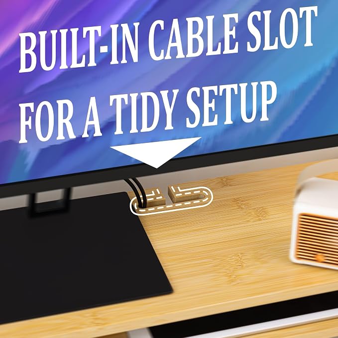 Homerays Monitor Stand with Drawer, Exquisite Computer Monitor Stand for Desk, Ergonomic Wood Monitor Stand Riser for Computer,Laptop,Printer,TV,Upgrade Bamboo