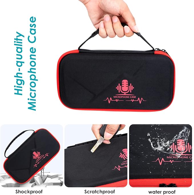 YOUSHARES MV7 Microphone Case Bag with Mic Cover Foam - Mic Case Hard Carring Case with Windshield Compatible with Shure MV7 USB Condenser Microphone