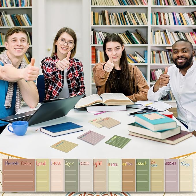 Yinder 24 Pcs Inspirational Sticky Notes Thank You Gift Motivational Sticky Note Pad Employee Appreciation Gift Bulk for Staff Coworker Teacher Nurse Office Groups 3 x 3'' (Bible,Boho)