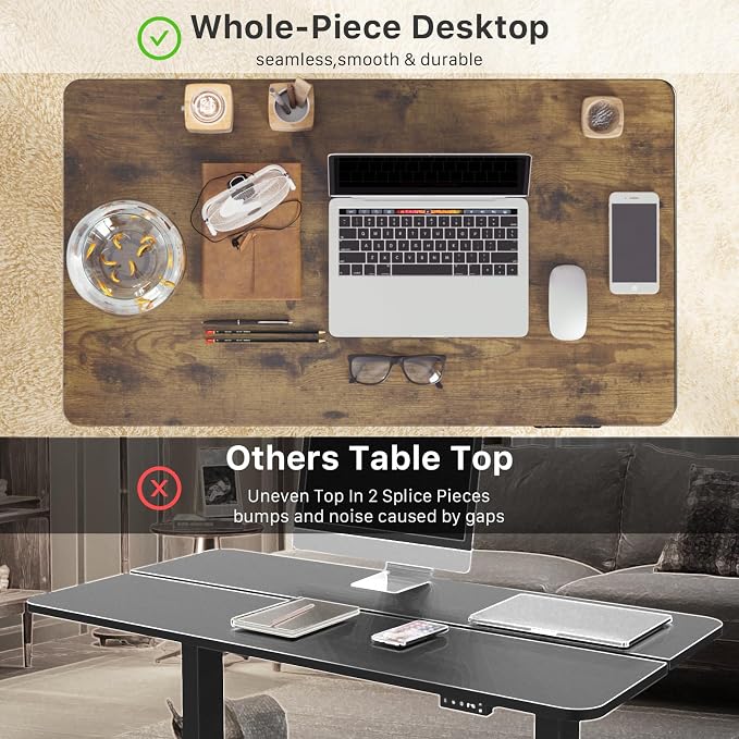 JOY worker Electric Small Stand Up Desk, 35" Whole Piece Height Adjustable | 35" x 20" Rustic Brown Compact Sit Stand Desk with Memory Controller, Narrow Computer Workstation for Home Office Walking Pad