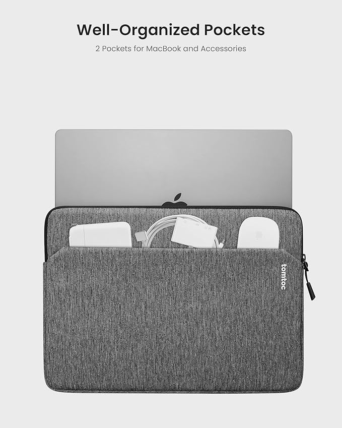 tomtoc Slim Laptop Sleeve for 15-inch 2026 New MacBook Air M5 (2026), M4/A3241, M3/M2, 15 Inch Microsoft Surface Laptop AI PC/7/6, Dell XPS 15 Plus, Recycled Water-Resistant Protective Case Bag