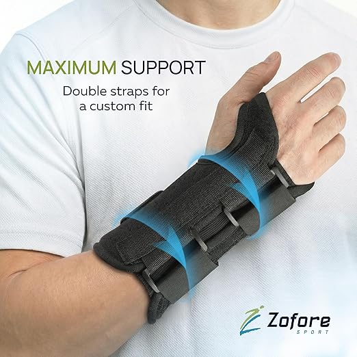 Carpal Tunnel Wrist Brace Support with 2 Straps and Metal Splint Stabilizer - Helps Relieve Tendinitis Arthritis Carpal Tunnel Pain - Reduces Recovery Time for Men Women - Left (S/M)