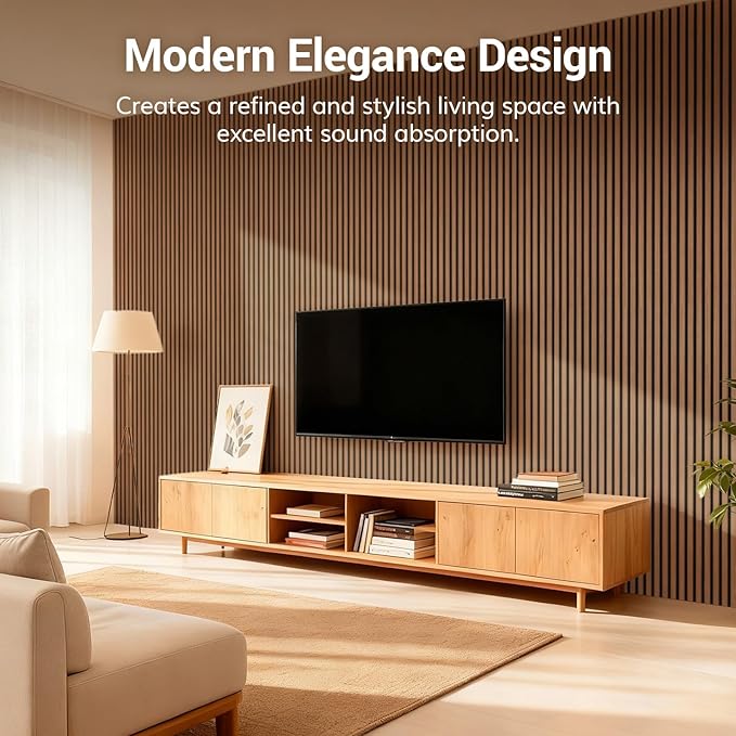 TONOR Wood Slatwall Panels, 2 Pack 47.2" x 23.6"/ 120 x60cm(15.5ft²) Acoustic Wall Panels, Wood Slat Acoustic Panels for Noise Cancelling and Wall Décor Living Room, Bedroom, Home Decor, Walnut