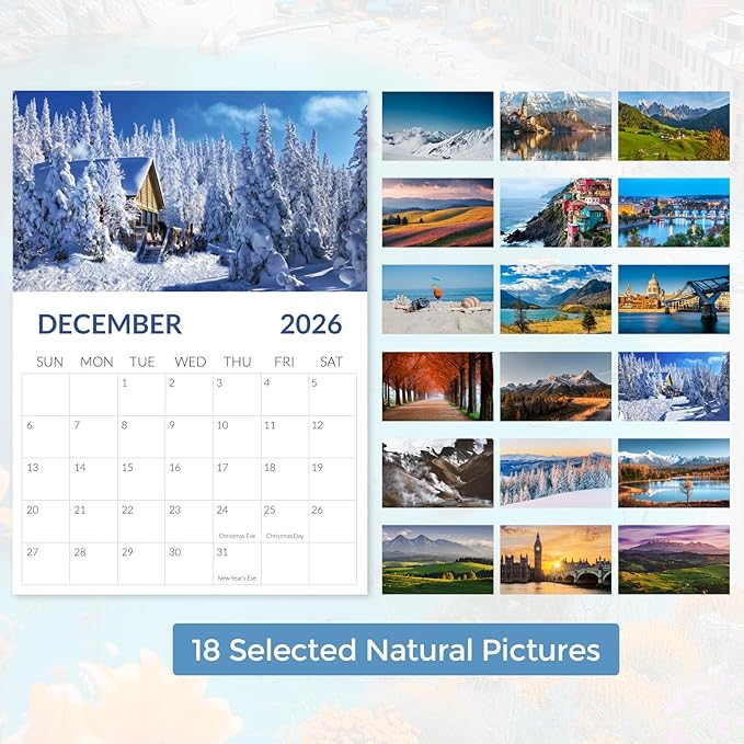 Desk Calendar 2026, 18 Months Desk Calendar 2026-2027 - From January 2026 to June 2027, Small Calendar 2026-5.9" x 8.9", Small Desk Calendar with Dual Coil for School, Home and Office Supplies, Natural Seasons