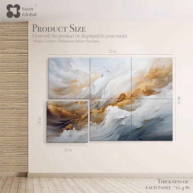 Soon Global Acoustical Wall Panels, 72 X 48 Inches Art Acoustic Panels, Decorative Acoustic Panels, Acoustic Wall Panels, Sound Absorbing Wall Art, Whispers of Serenity