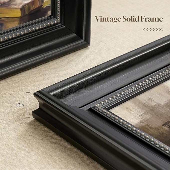 Framed Vintage Wall Art Set of 2 for Bedroom, French Country Cottage Core Canvas Prints Pictures Wall Decor, Victorian Girl Floral Painting for Living Room Office Dining Room Kitchen Wall Decor