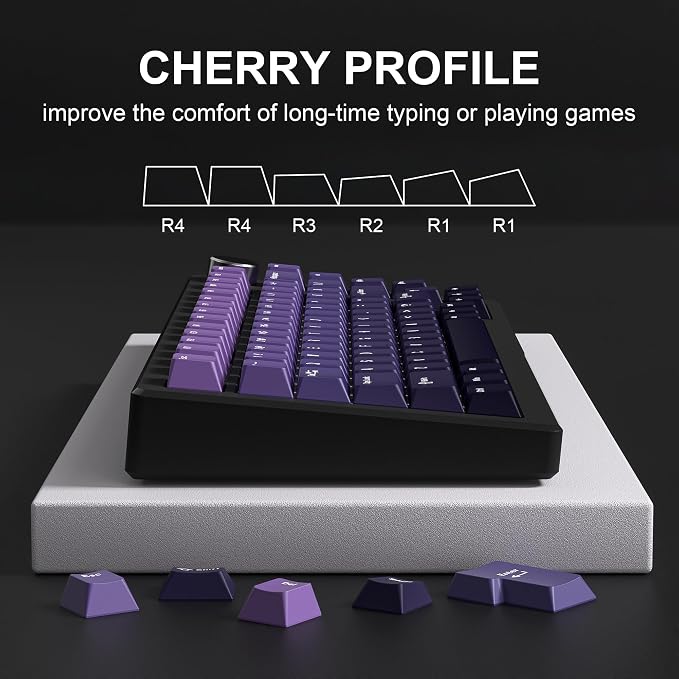 dagaladoo Keyboard keycaps Set, Double Shot PBT keycaps,Cherry Profile Custom Key caps 60 65 75 100 Percent for Cherry-mx Full Size Retro Mechanical Keyboard,Gradient Purple