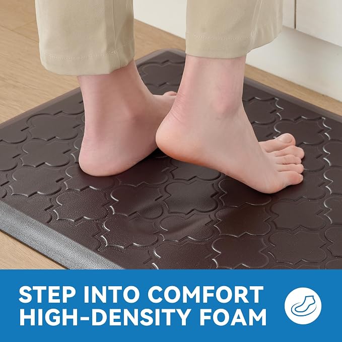 Kitchen Mat Cushioned Anti Fatigue for Floor, Non-Slip Waterproof Comfort Rug for Kitchen Sink, Standing Desk & Laundry, 20"x30", Chocolate