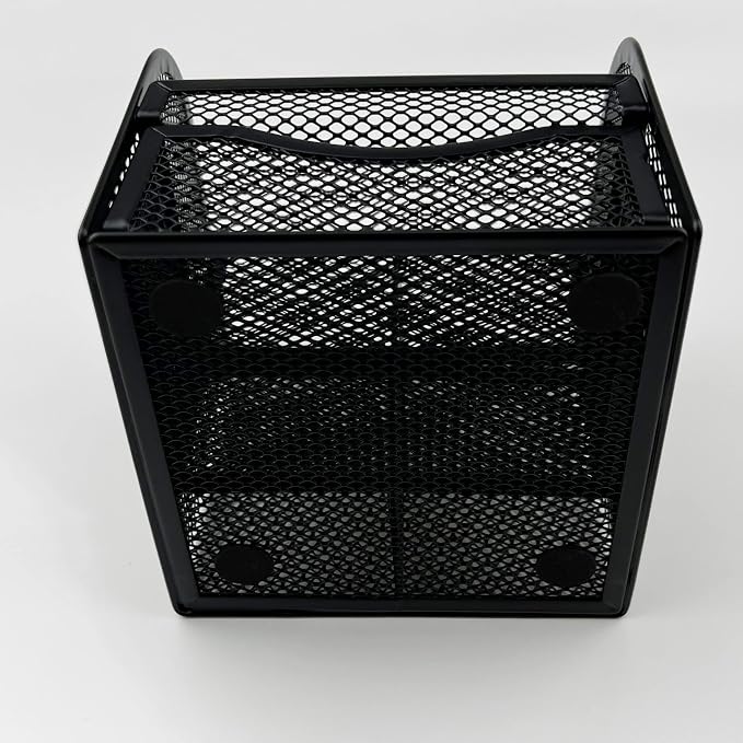 Fengtaiyuan T11, Black Square Metal Wire Mesh Pencil Holder, Pencil Cup, Pen Holder, Desktop Organizer, Office Storage Box (T11)