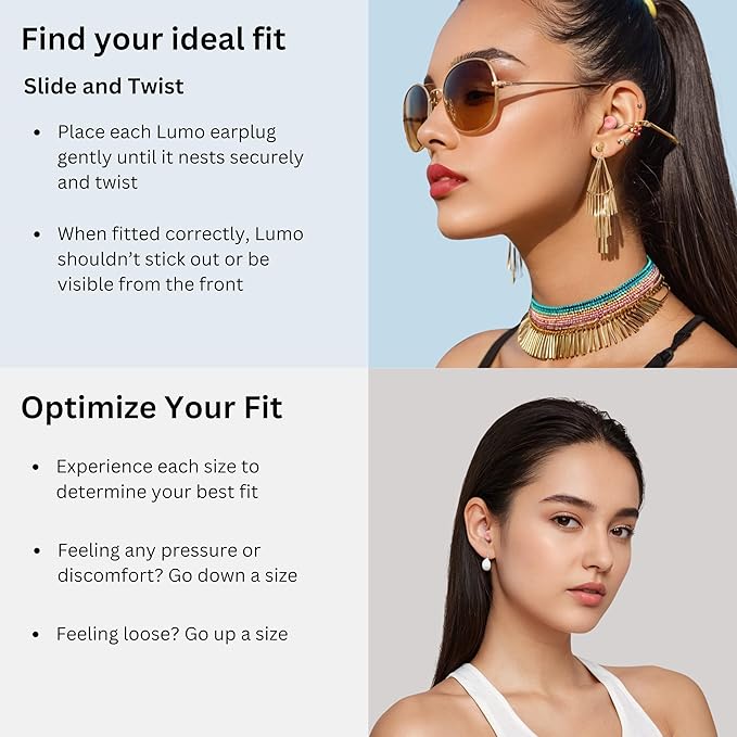 Lumo Ear Plugs for Noise Reduction - 28dB (SNR) Reusable Silicone Ear Plugs for Sleeping with Silk Sleep Mask - Work & Concert Hearing Protection - Customizable & Comfortable Noise Reducing Earplugs
