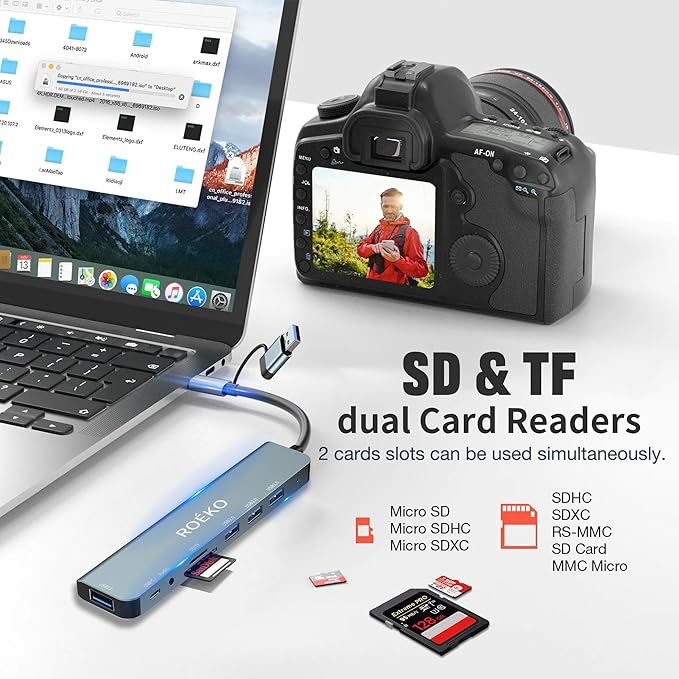 USB Hub,USB C hub multiport Adapter, USB Splitter with 1xUSB 3.0,4xUSB2.0,2 x USB C,USB c hub for MacBook Pro/PC/Laptop/Tablet Devices (Grey 8 in1)