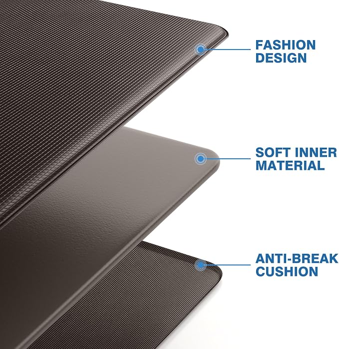 StepRite Kitchen Mats, 2PCS Kitchen Rugs, Cushioned Anti Fatigue Kitchen Mats for Floor, Non-Slip Standing Desk Mat, Waterproof Kitchen Rug Set for Kitchen, Floor, Office,17.3"x30"+17.3"x47",Chocolate