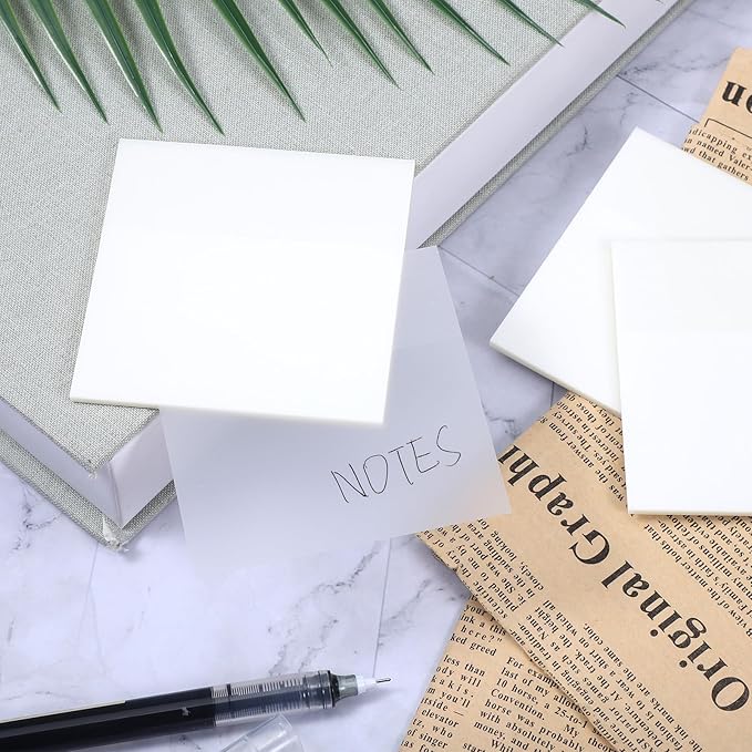 450 Sheets Transparent Sticky Notes, 3 x 3 inch See Through Sticky Notes Self-Adhesive Translucent Note Clear Waterproof Stickys Note Pads for Reading Writing Study Office School Supplies (9 Pads)