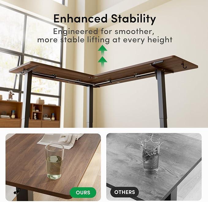 FEZIBO 75" x 63" L-Shaped Standing Desk - Adjustable Corner Desk L Shape, L-Shaped Adjustable Desk with Splice Board, L Shape Standing Desk, Black Walnut