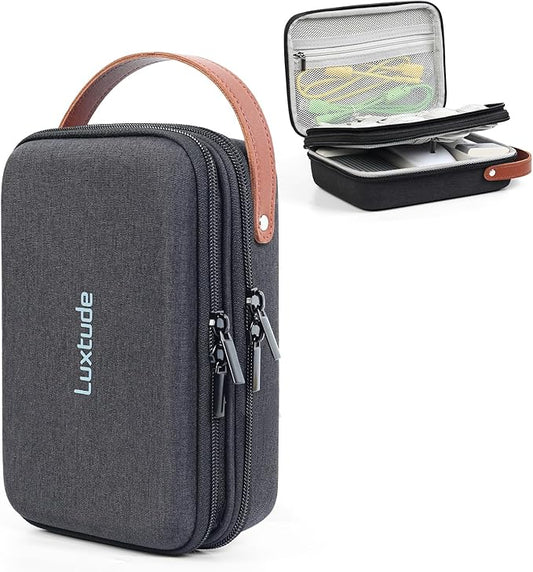 Luxtude Charger Organizer Travel Case, Double Layer Electronics Organizers, Hard Shell Zipper Case for Electronics, Travel Essentials, Black (External Size 8.5 x 5.9 x 3.1 Inch)