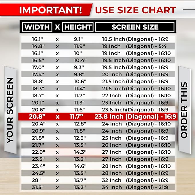 23.8 Inch 16:9 Computer Privacy Screen Filter for Monitor - Privacy Shield and Anti-Glare Protector